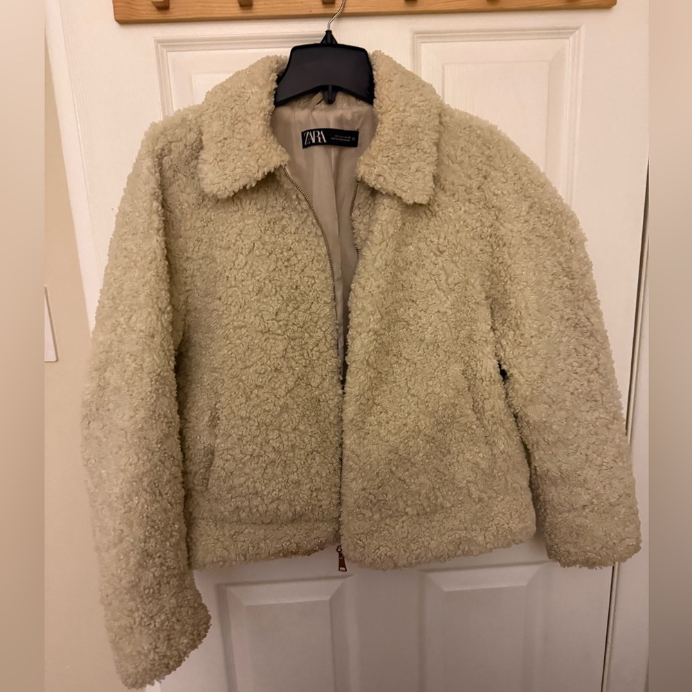 Zara Cream Teddy Jacket